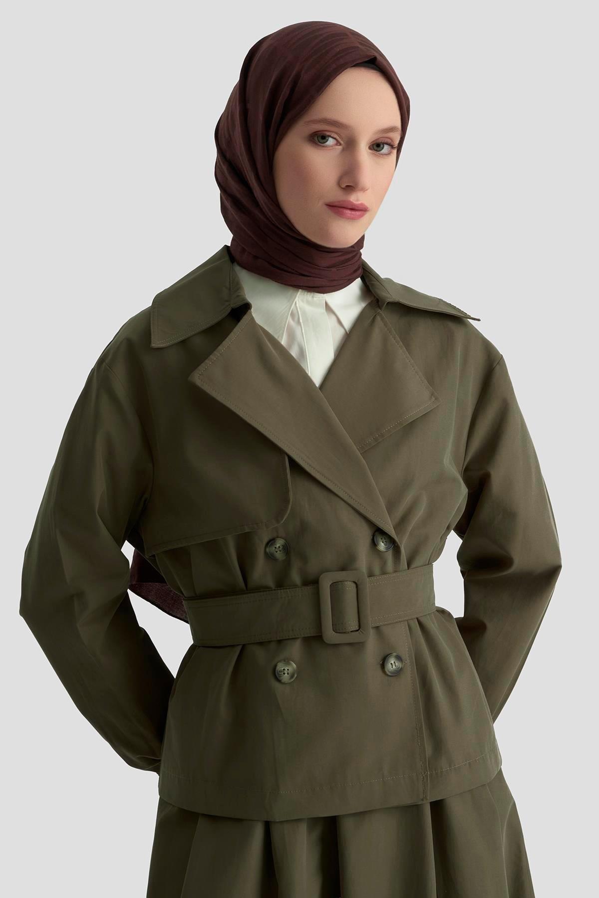 ARMİNE TREND Etekli Trençkot Takım Haki 25YT619
