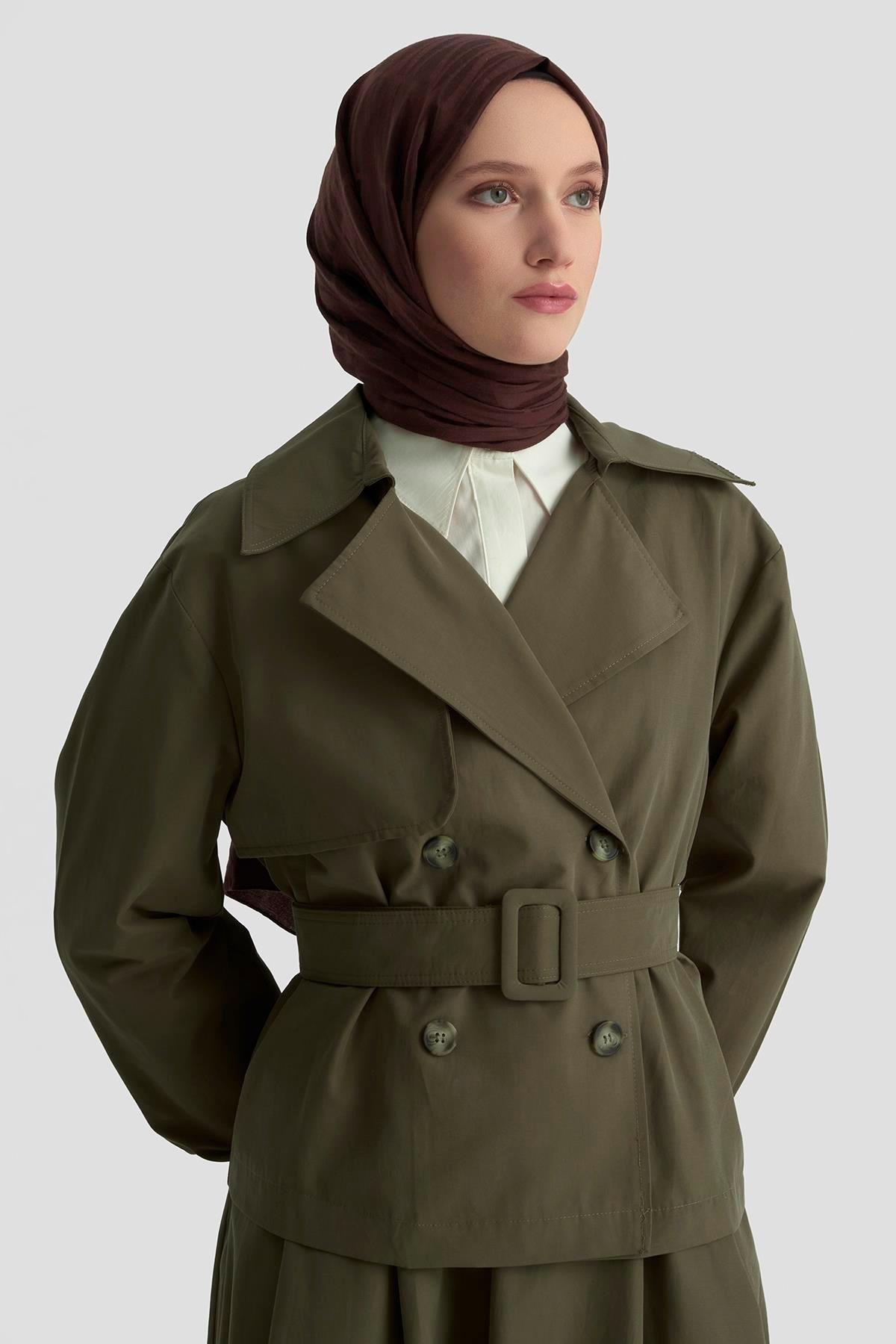 ARMİNE TREND Etekli Trençkot Takım Haki 25YT619