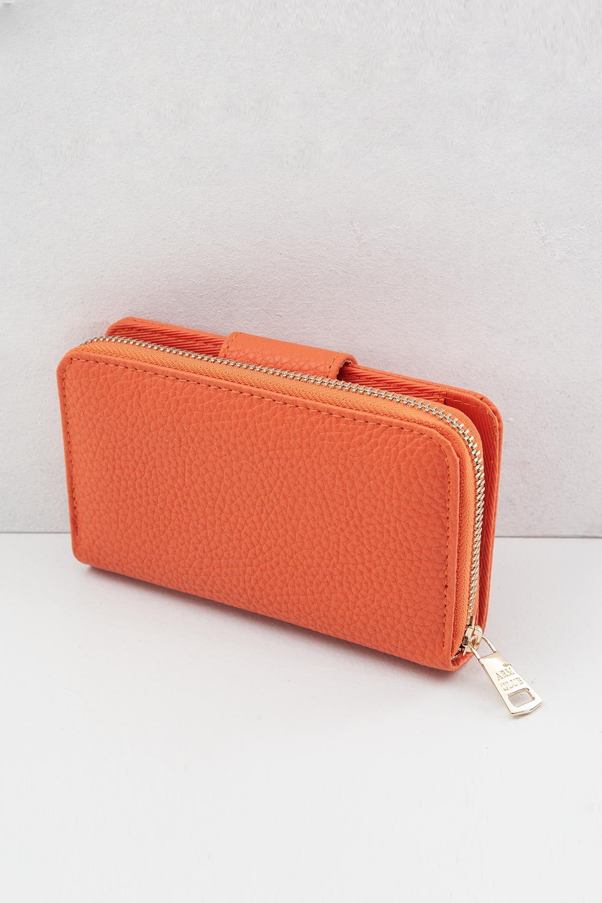 ARMİNE TREND Fermuarlı Çıtçıtlı El Cüzdanı-Orange 23AC037