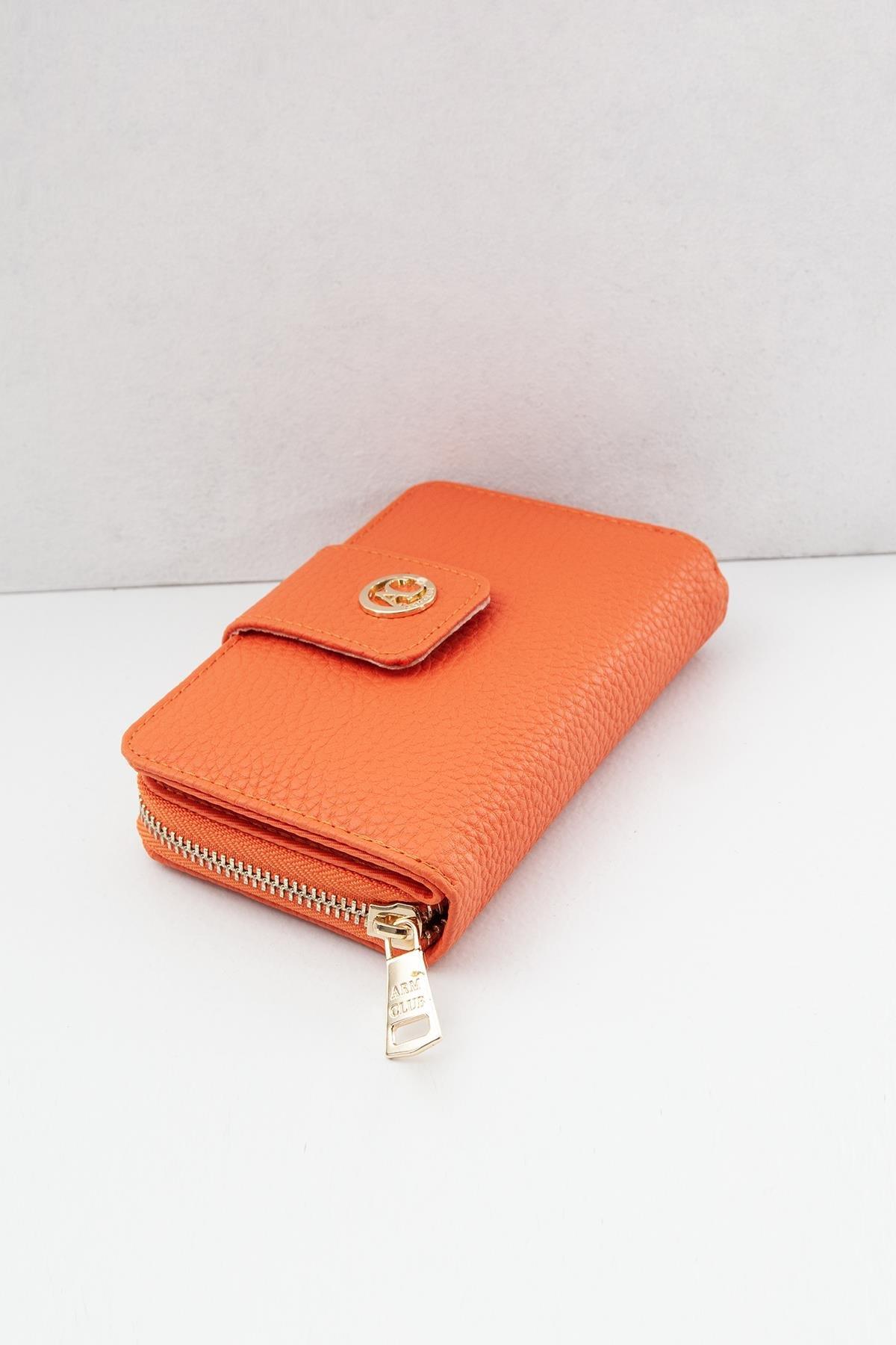 ARMİNE TREND Fermuarlı Çıtçıtlı El Cüzdanı-Orange 23AC037
