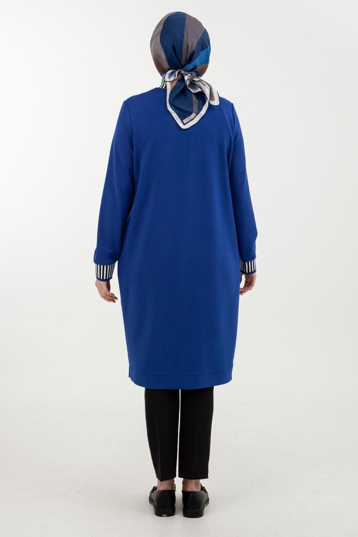 ARMİNE TREND Fermuarlı Ribanalı Tunik-Saks 23KT423