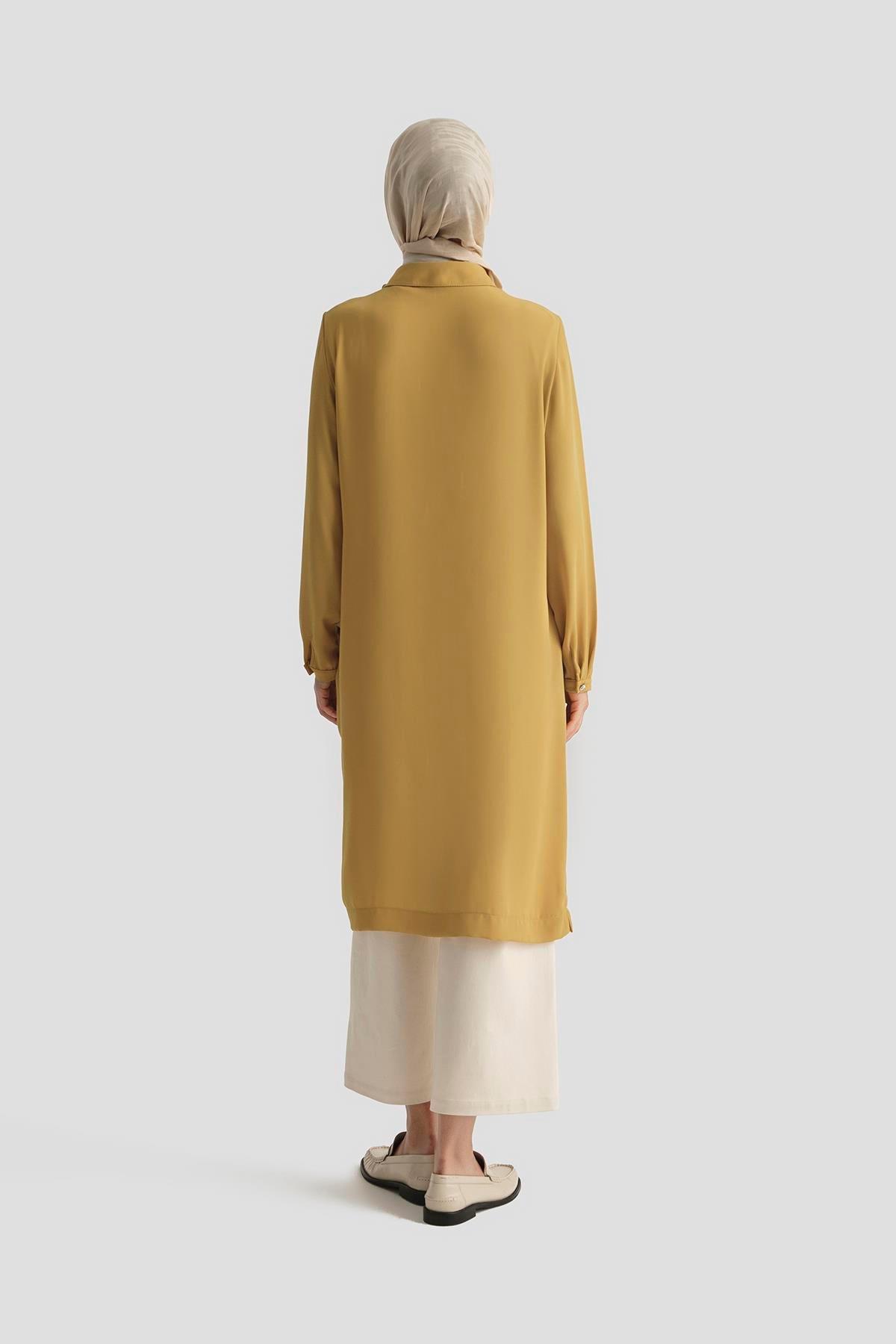 ARMİNE TREND Gömlek Yaka Yakası Düğmeli Tunik-Olive 25YT4149
