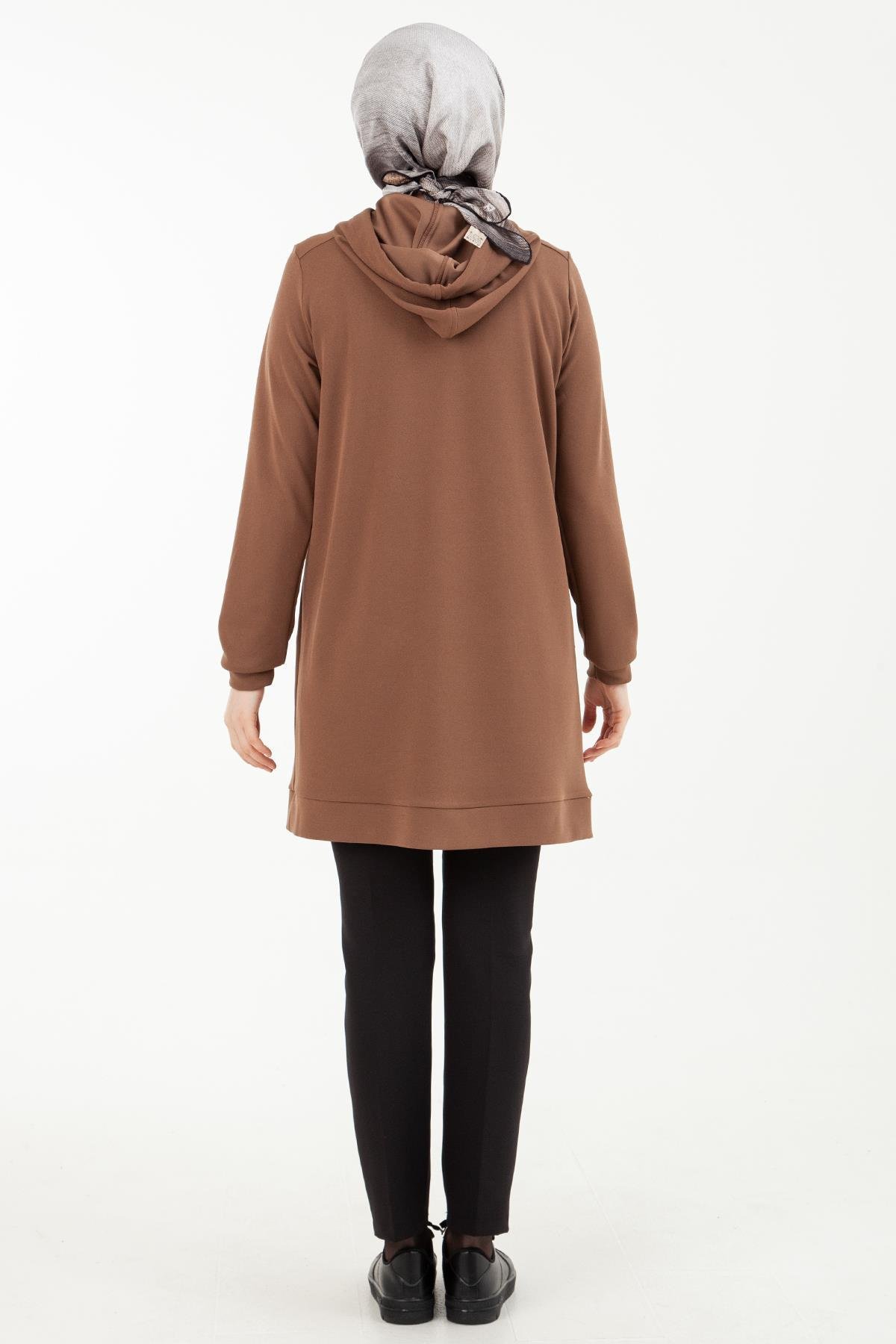 ARMİNE TREND Kapitone Detaylı Cepli Tunik-Badem 23KT447