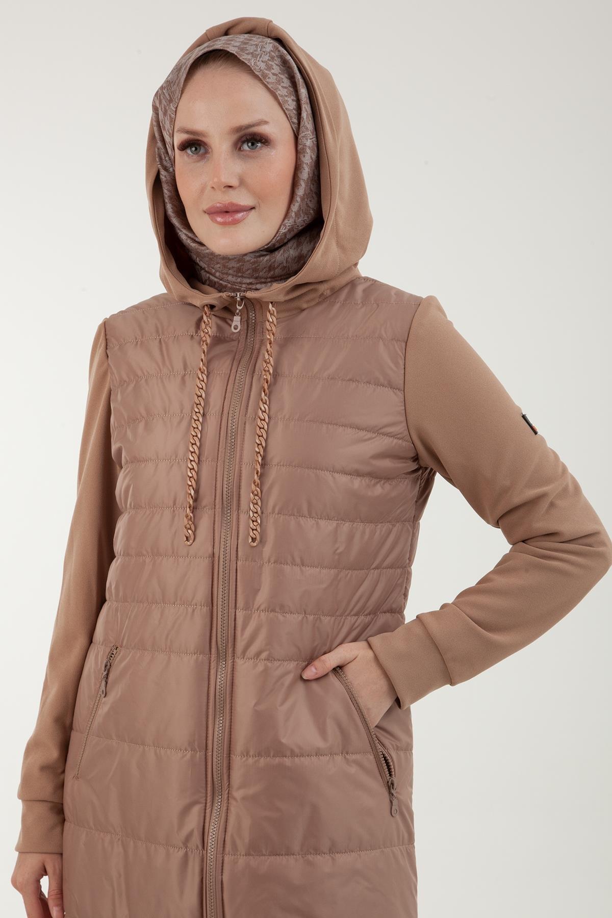 ARMİNE TREND Kapüşonlu Önden Fermuarlı Kapitone Kap-Camel 22KTZ512-9