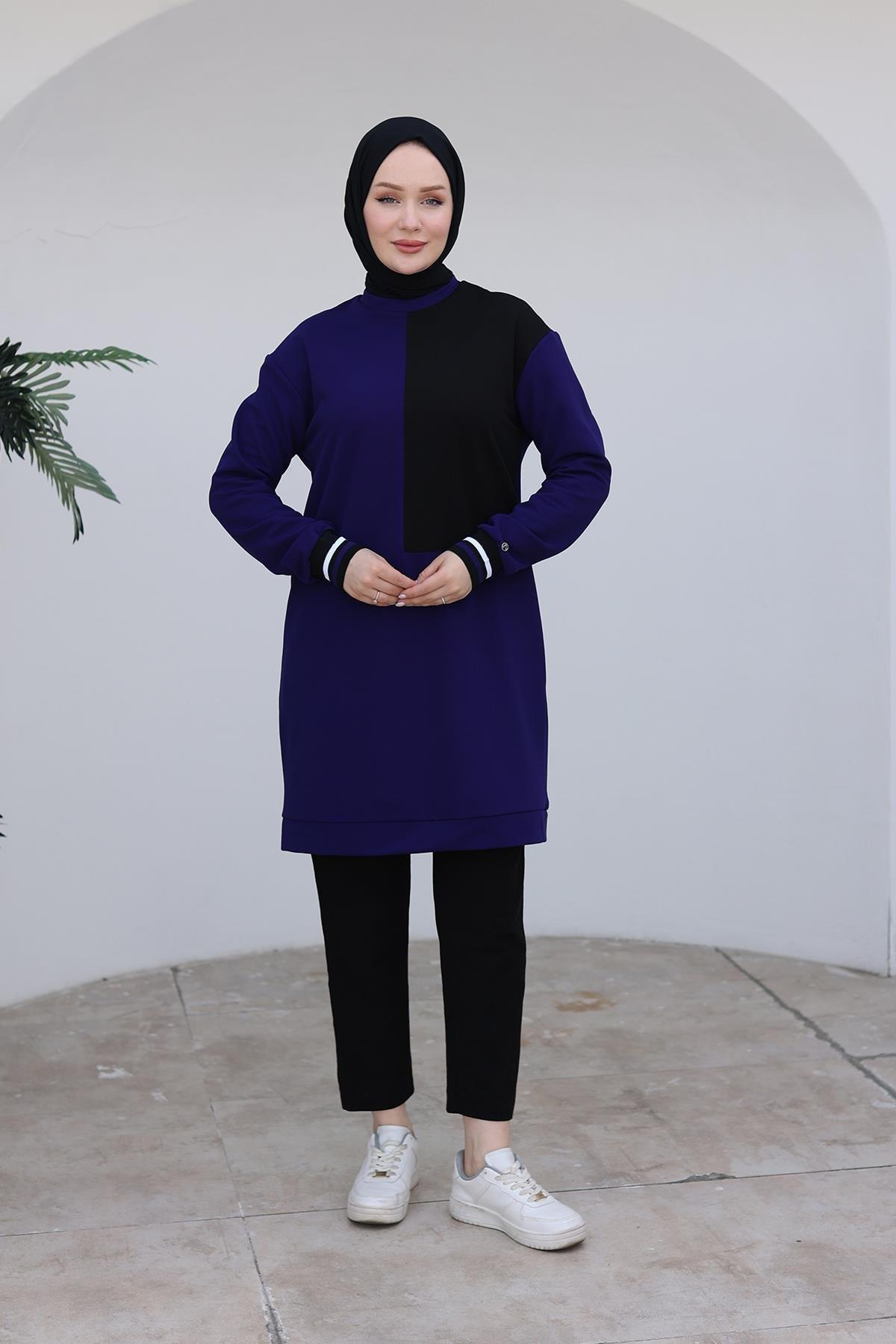 ARMİNE TREND Kolları Ribanalı Tunik-İndigo 24KT478