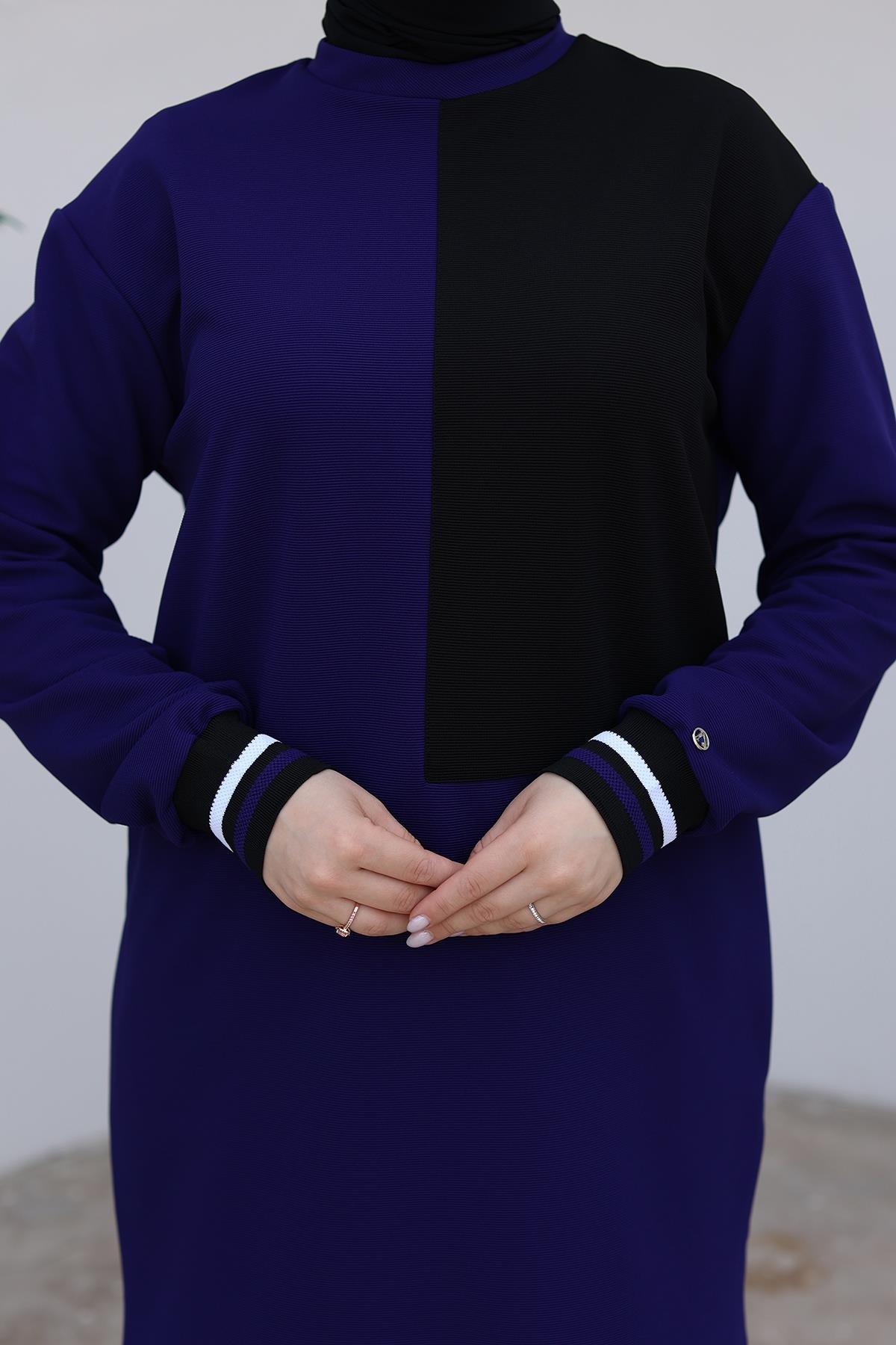 ARMİNE TREND Kolları Ribanalı Tunik-İndigo 24KT478