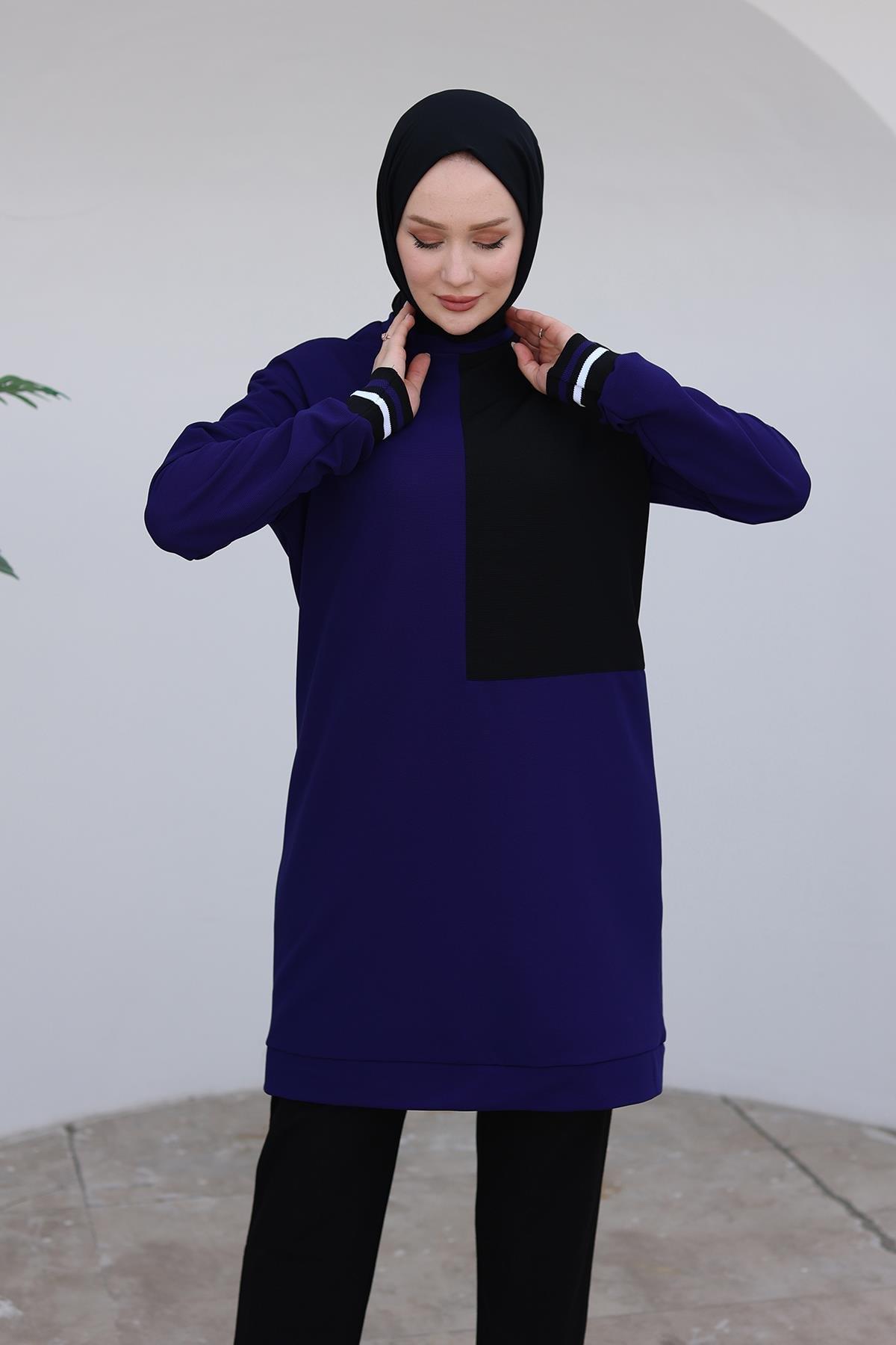 ARMİNE TREND Kolları Ribanalı Tunik-İndigo 24KT478