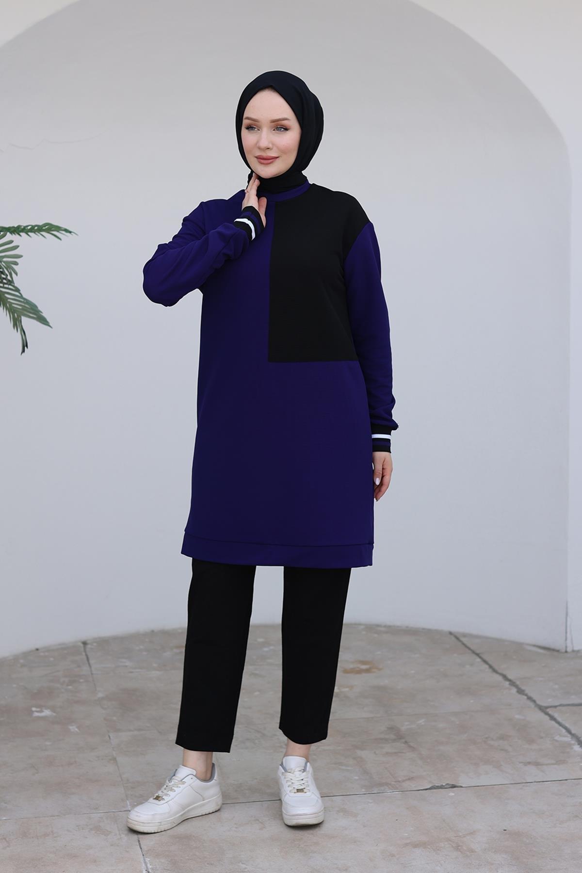 ARMİNE TREND Kolları Ribanalı Tunik-İndigo 24KT478