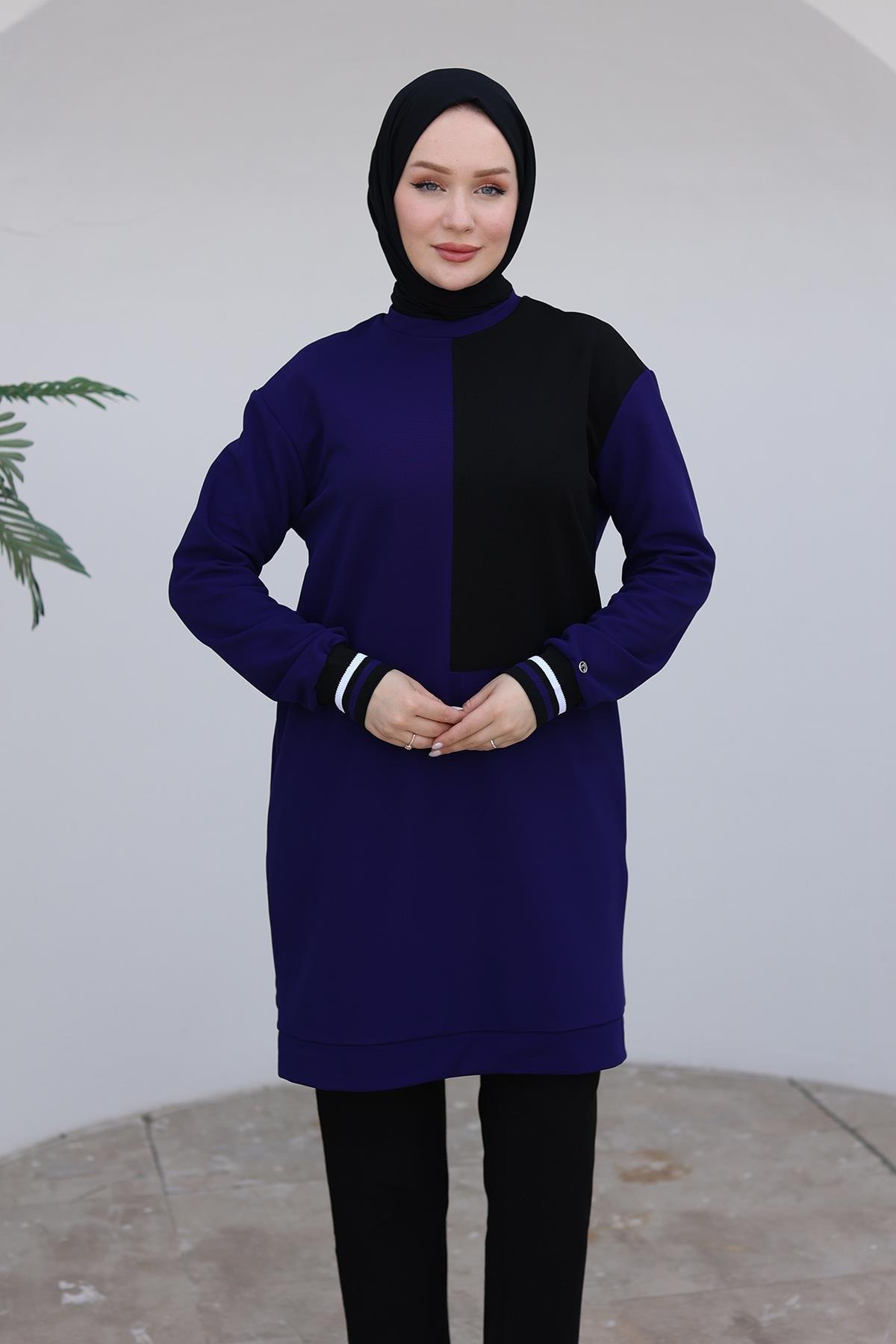 ARMİNE TREND Kolları Ribanalı Tunik-İndigo 24KT478