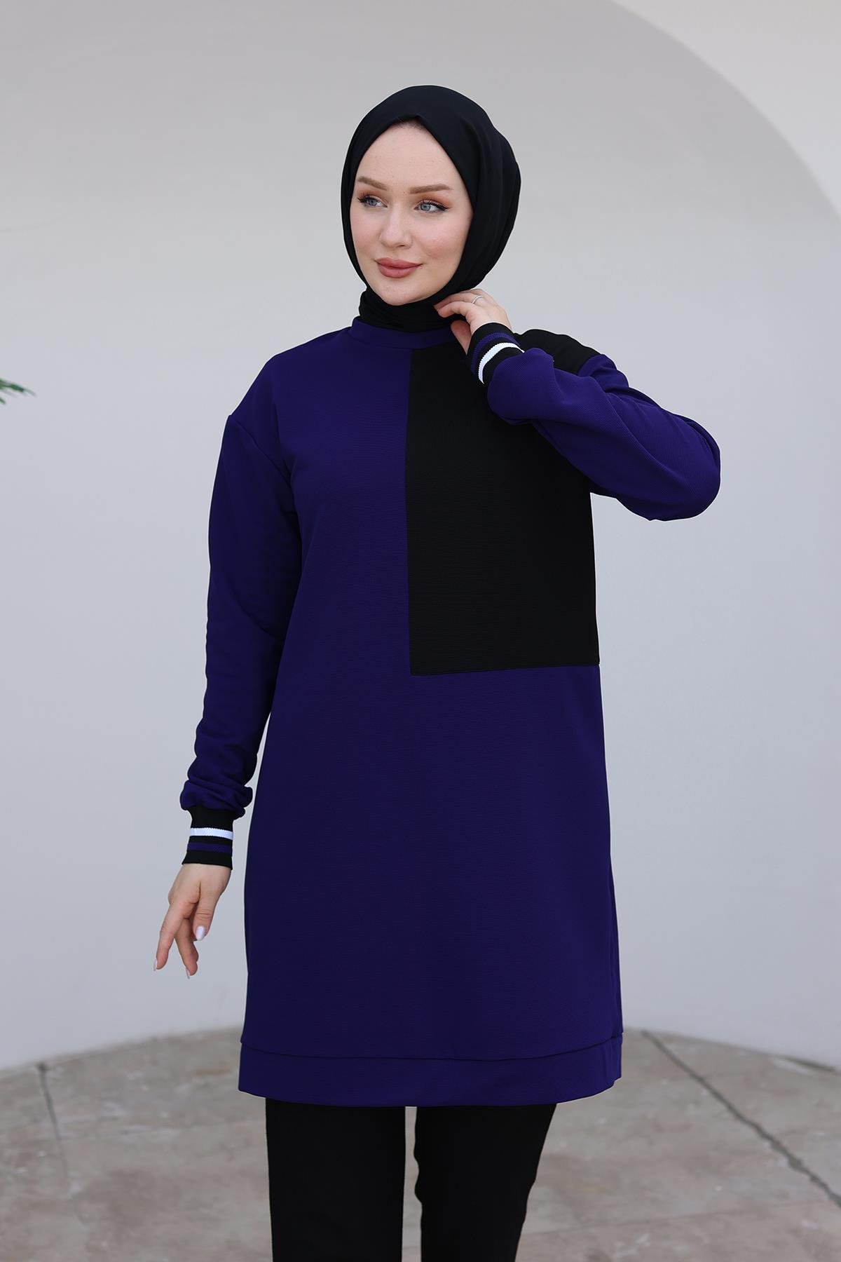 ARMİNE TREND Kolları Ribanalı Tunik-Siyah 24KT478
