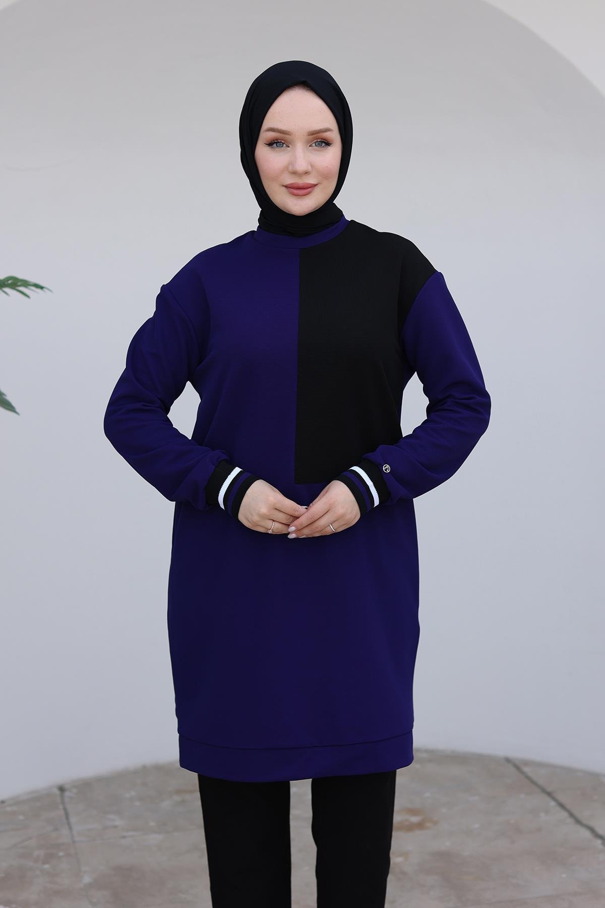 ARMİNE TREND Kolları Ribanalı Tunik-Siyah 24KT478