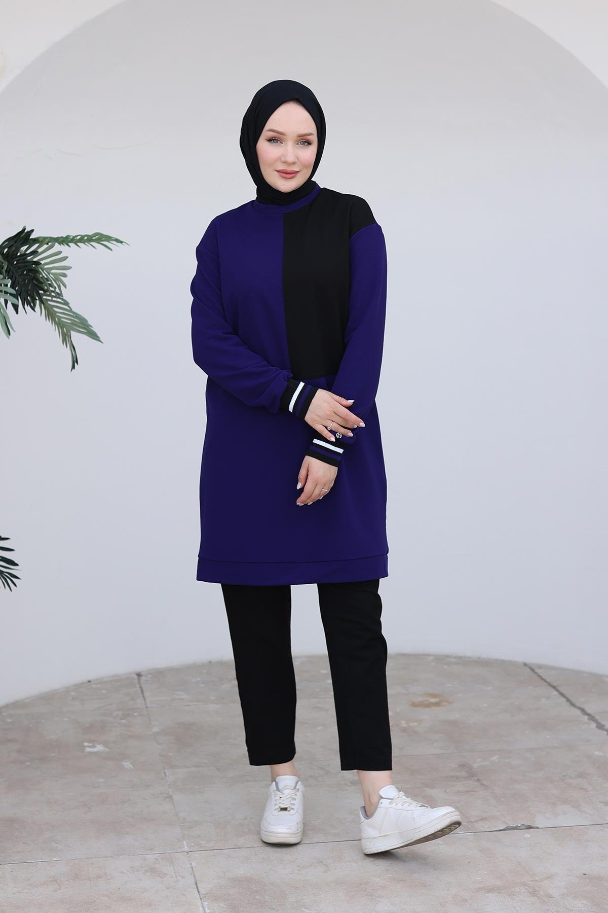 ARMİNE TREND Kolları Ribanalı Tunik-Siyah 24KT478