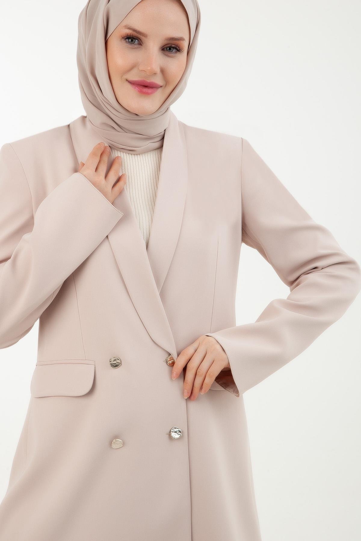 ARMİNE TREND Kruvaze Kapamalı Ceket-Bej 23KT517