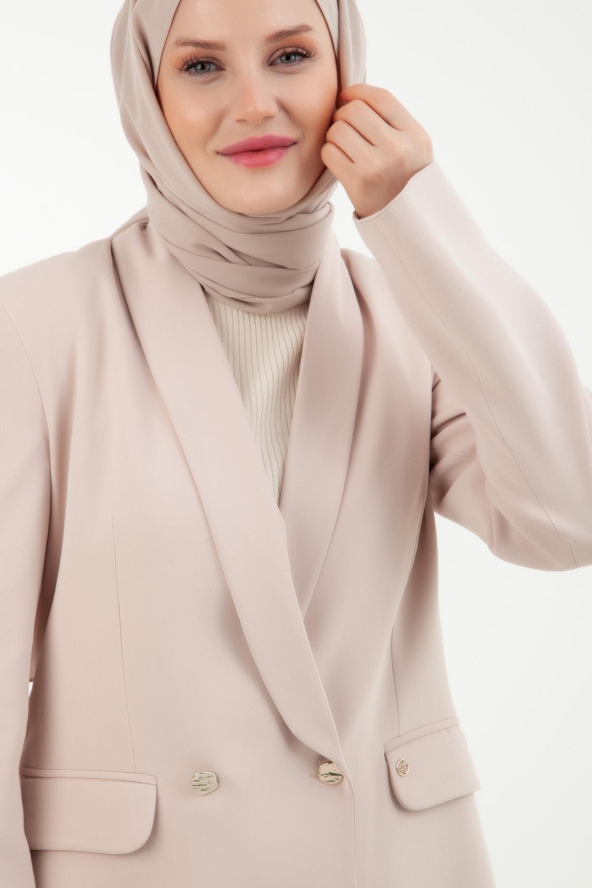 ARMİNE TREND Kruvaze Kapamalı Ceket-Bej 23KT517