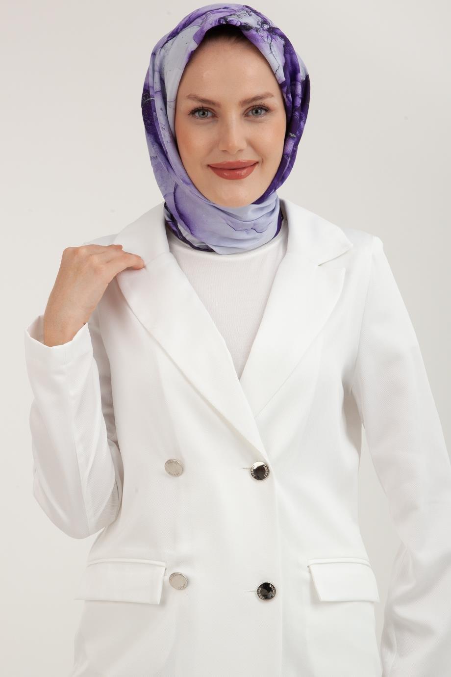 ARMİNE TREND Kuruvaze Kapamalı İki Cepli Yazlık Ceket-Beyaz 22YT508