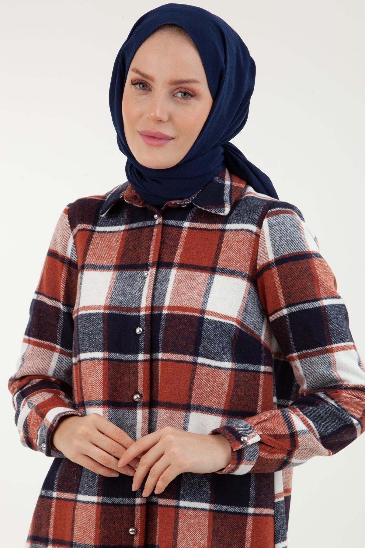 ARMİNE TREND Oduncu Model Tunik-Kiremit 23KT410