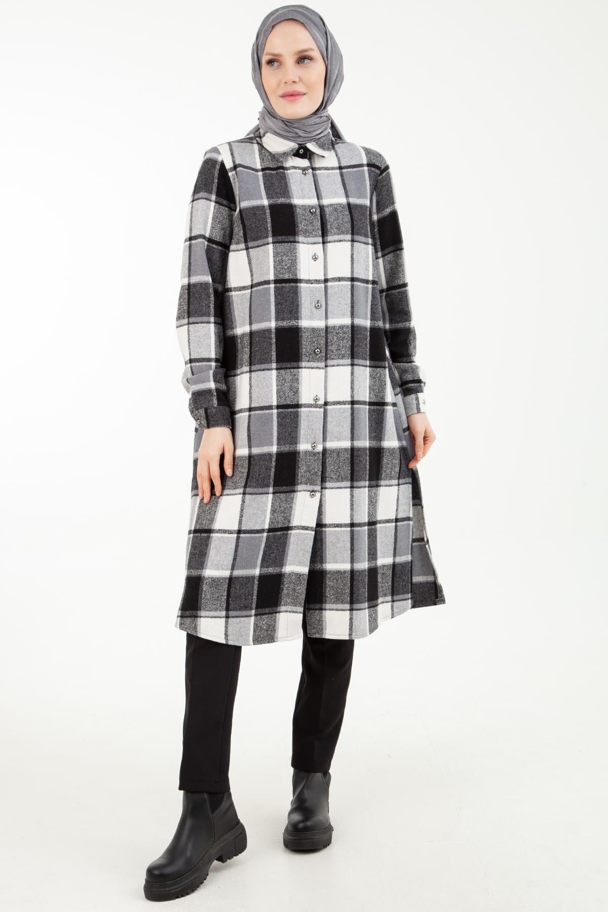 ARMİNE TREND Oduncu Model Tunik-Siyah 23KT410