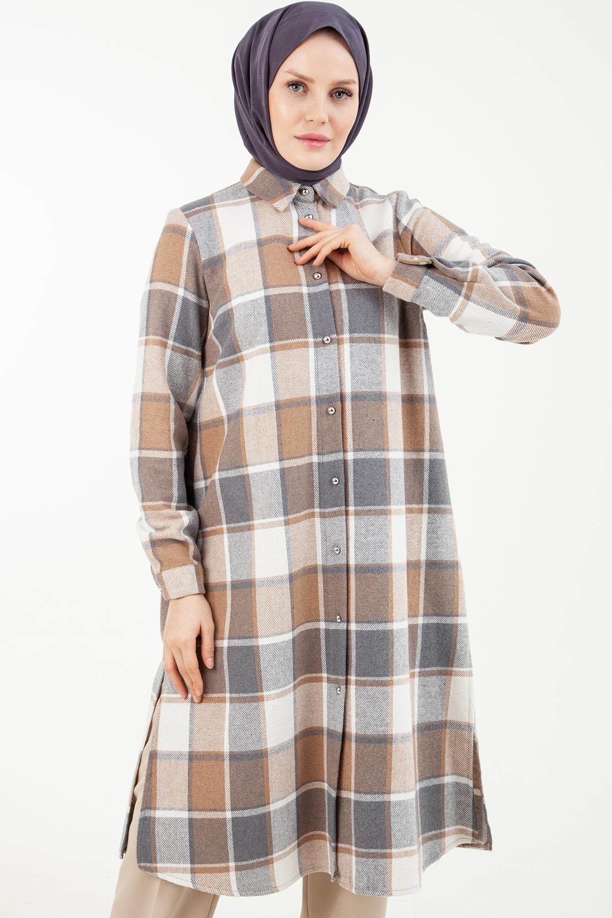 ARMİNE TREND Oduncu Model Tunik-Vizon 23KT410