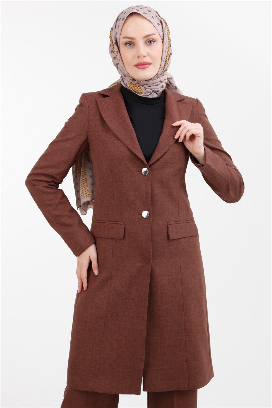 ARMİNE TREND Pantolon Ceketli Takım 22KT610-Kakao