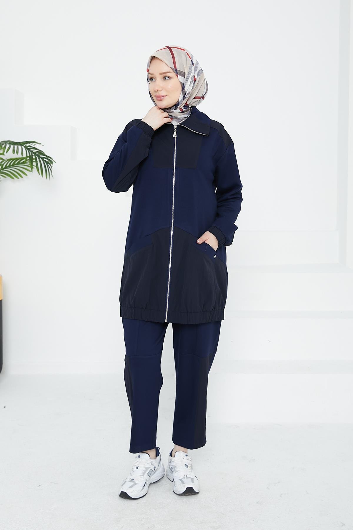 ARMİNE TREND Pantolonlu İkili Takım-Lacivert 24KT635