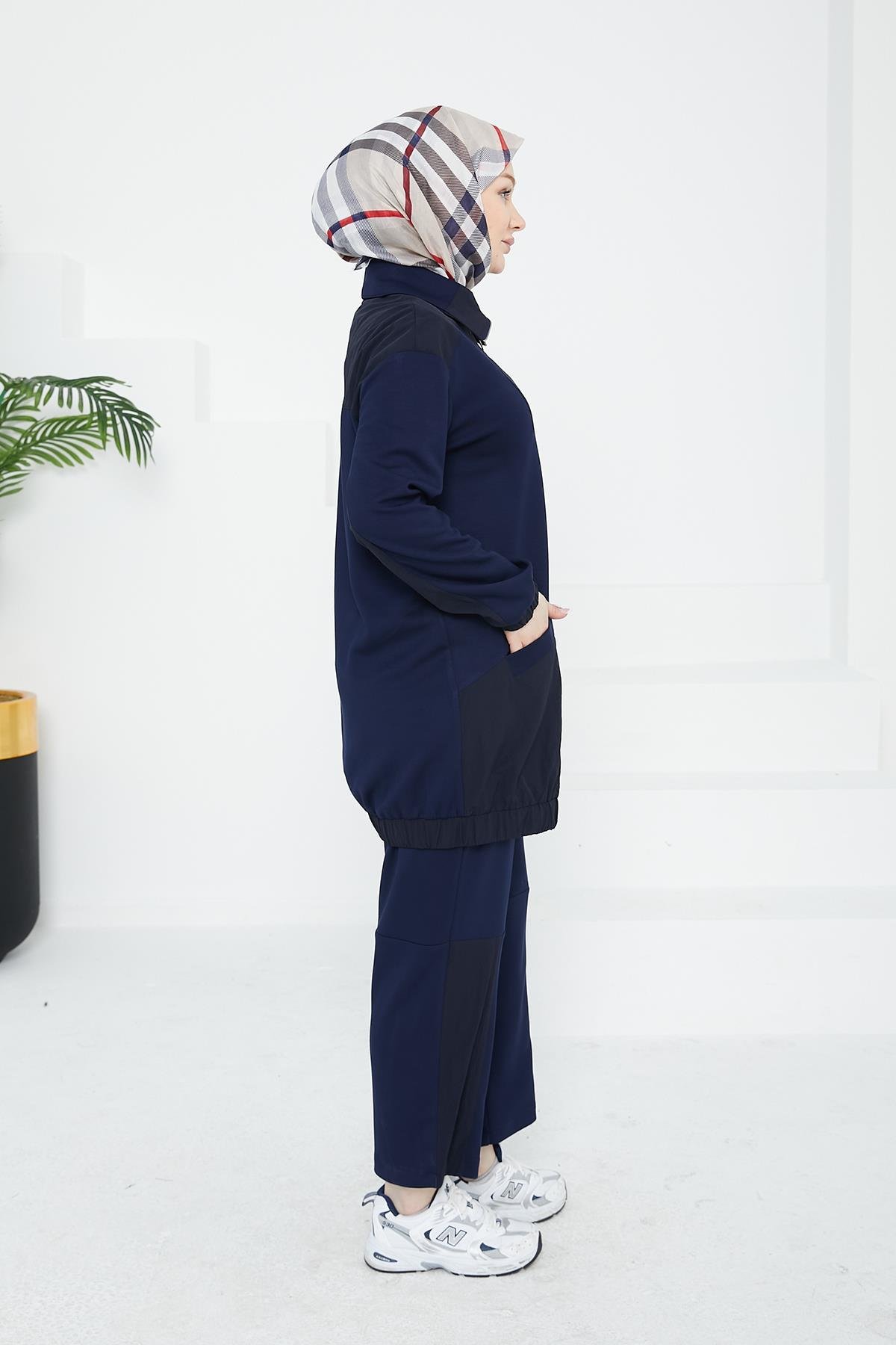 ARMİNE TREND Pantolonlu İkili Takım-Lacivert 24KT635