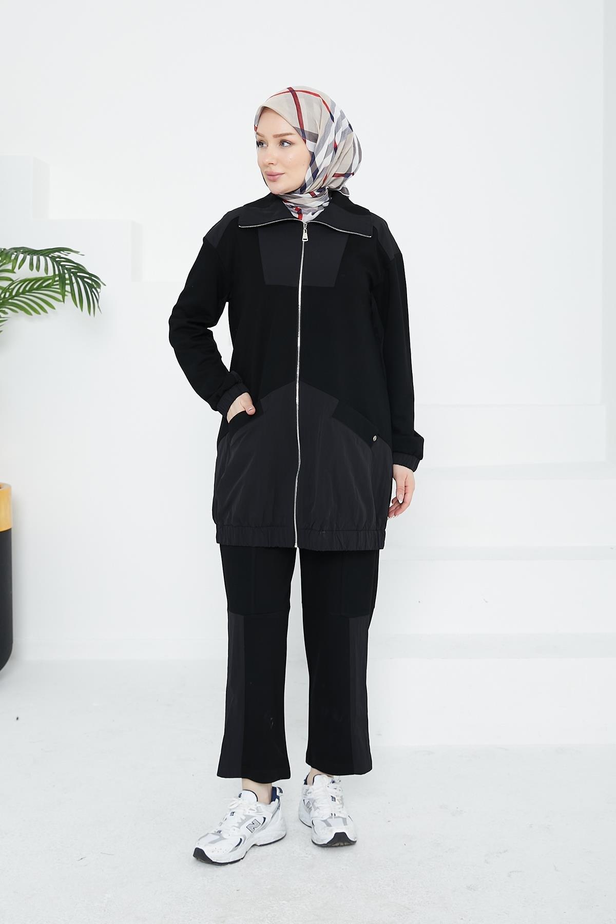 ARMİNE TREND Pantolonlu İkili Takım-Siyah 24KT635
