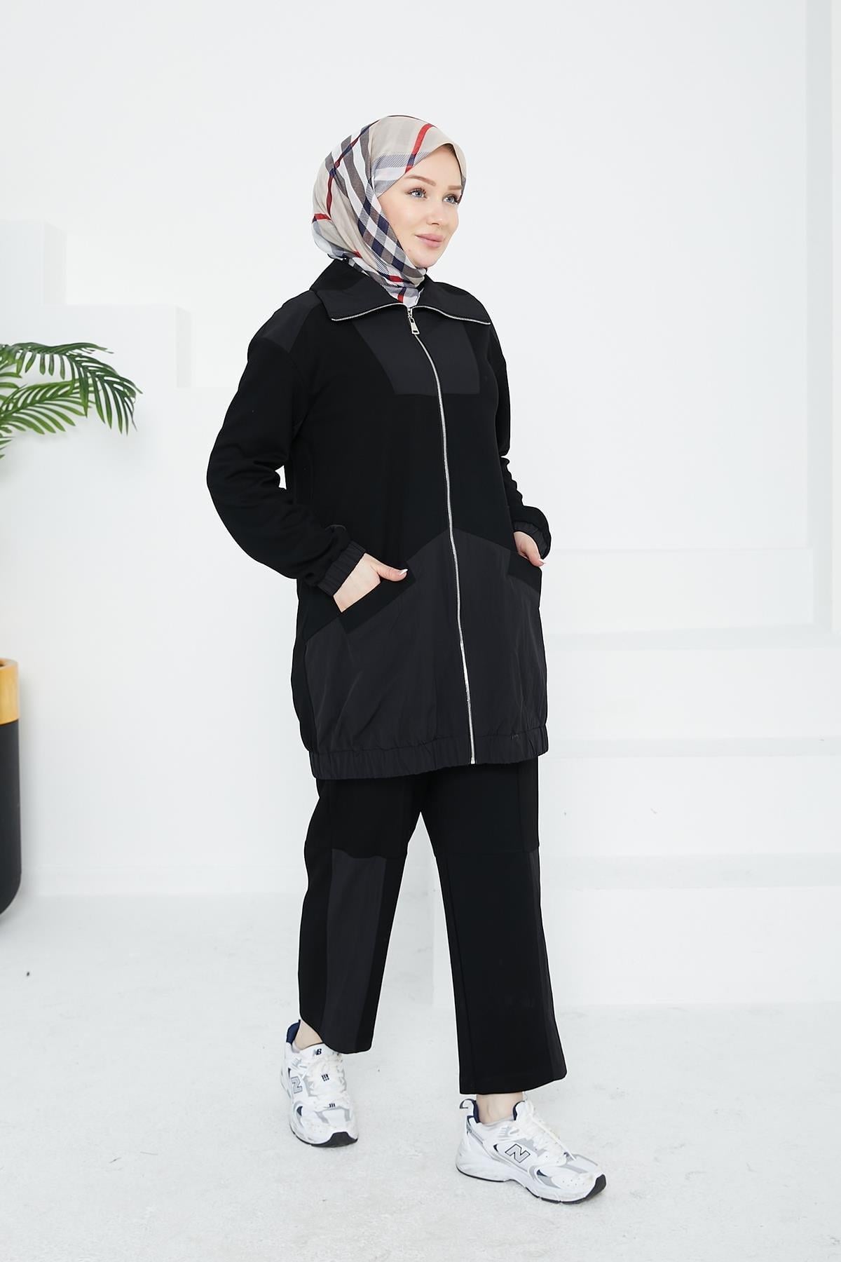 ARMİNE TREND Pantolonlu İkili Takım-Siyah 24KT635