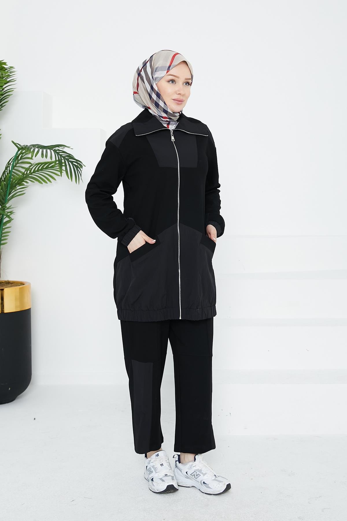 ARMİNE TREND Pantolonlu İkili Takım-Siyah 24KT635