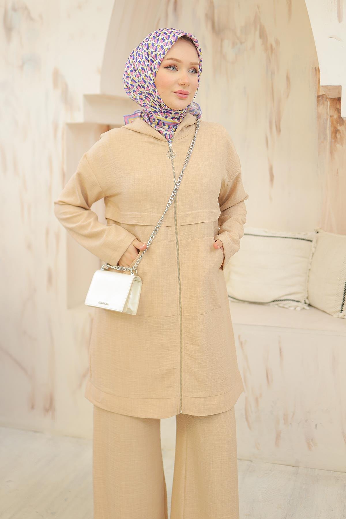 ARMİNE TREND Pantolonlu İkili Takım-Taş 24YT638