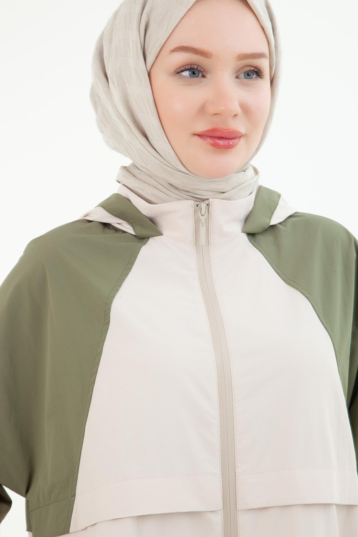 ARMİNE TREND Paraşüt Kumaş Kapüşonlu Kap-Haki 25YT539