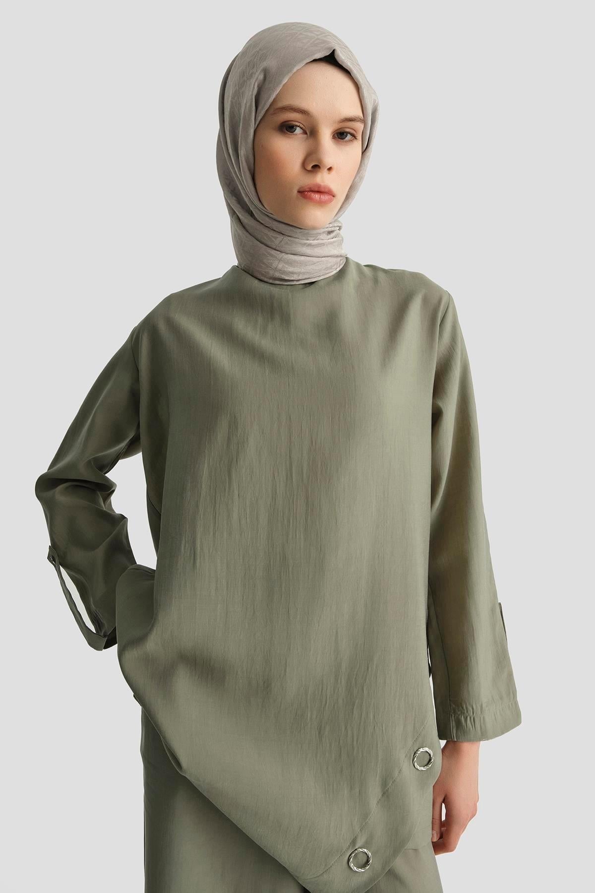 ARMİNE TREND Salaş Kesim Pantolonlu İkili Takım-Haki 25YT6140