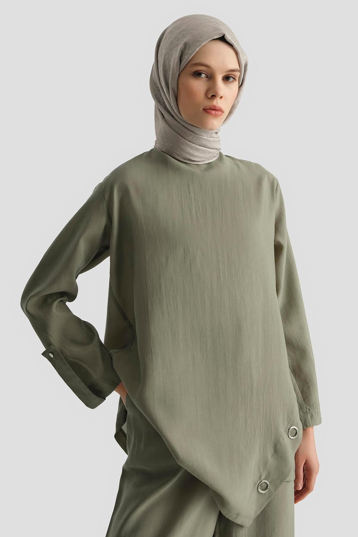 ARMİNE TREND Salaş Kesim Pantolonlu İkili Takım-Haki 25YT6140