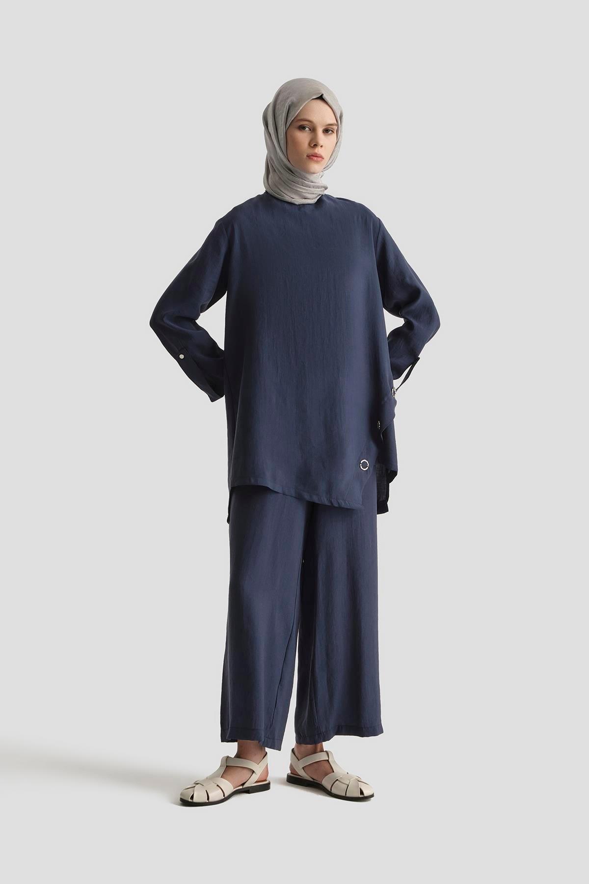 ARMİNE TREND Salaş Kesim Pantolonlu İkili Takım-Lacivert 25YT6140