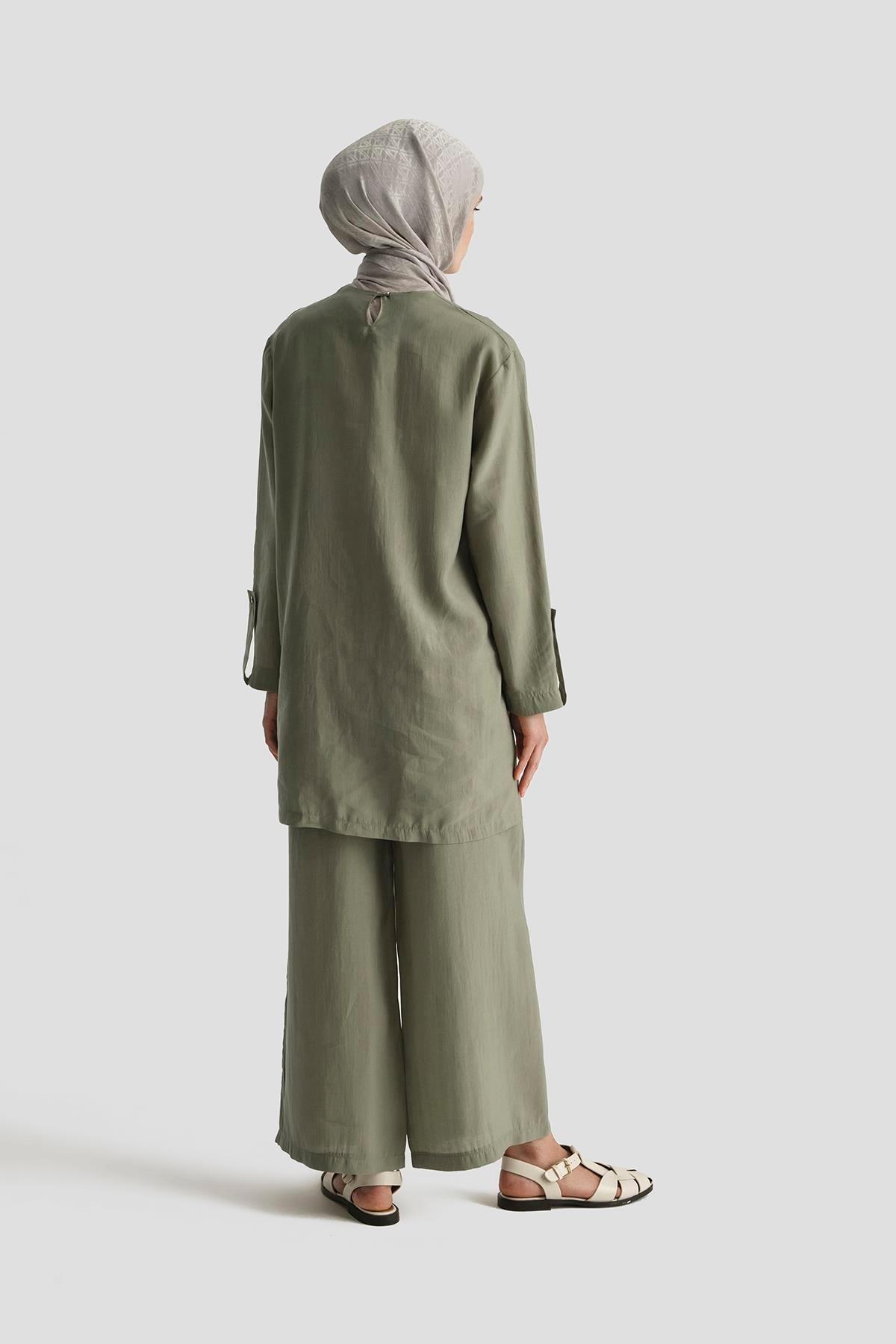 ARMİNE TREND Salaş Kesim Pantolonlu İkili Takım-Haki 25YT6140