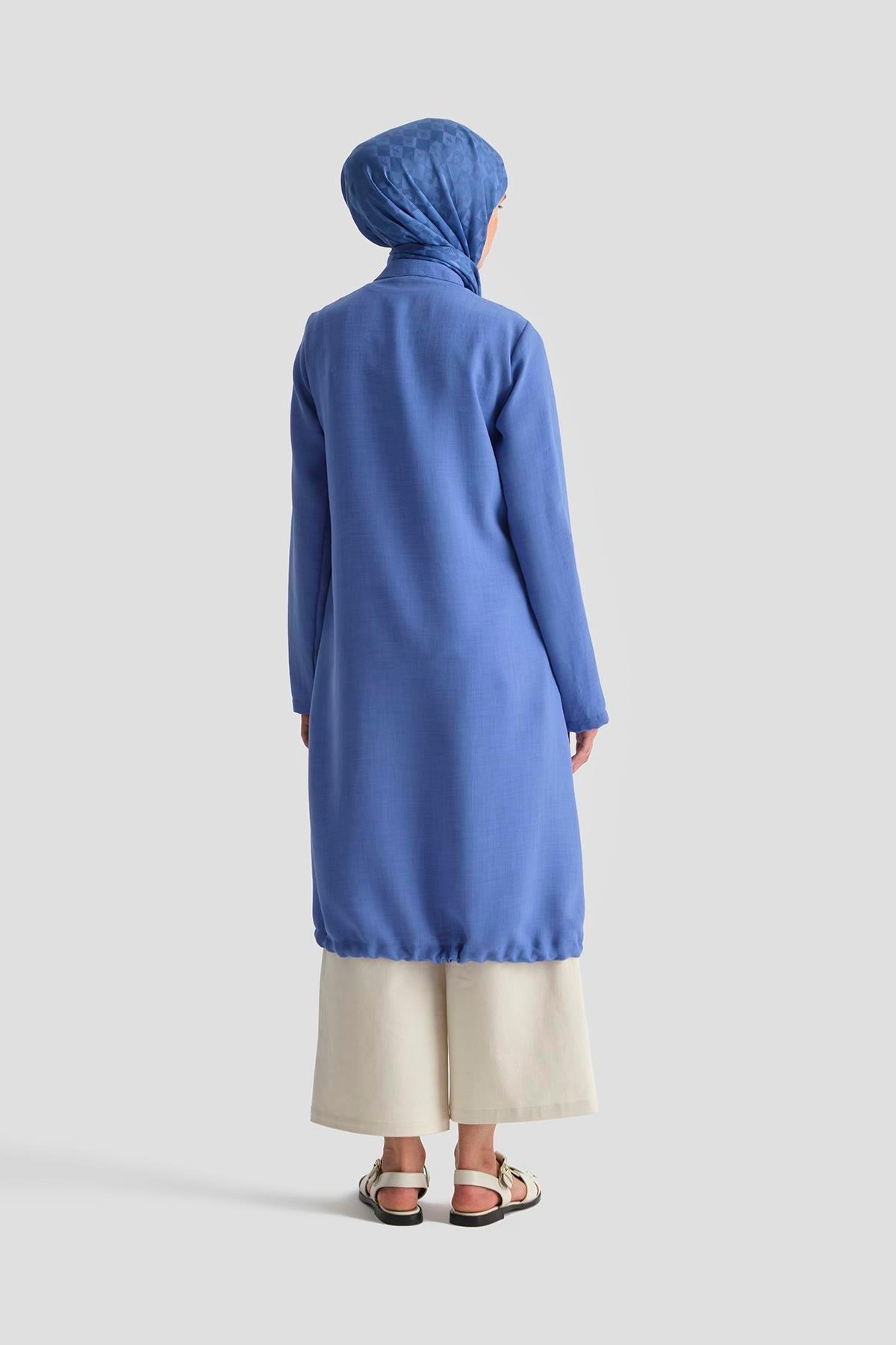 ARMİNE TREND Yakaları Cepli Gizli Fermuarlı Tunik-Koyu Mavi 25YT4138
