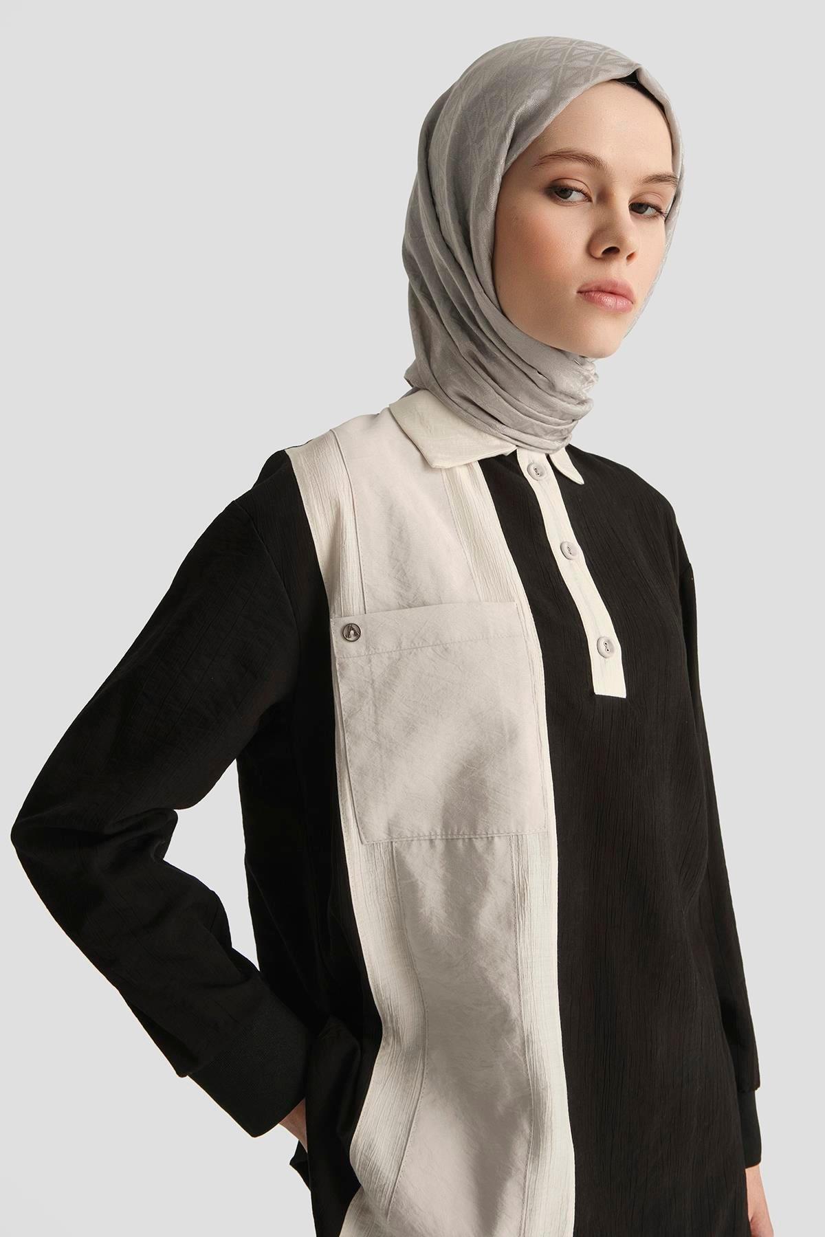 ARMİNE TREND Yakalı Düğmeli Pantolonlu İkili Takım-Siyah 25YT6130