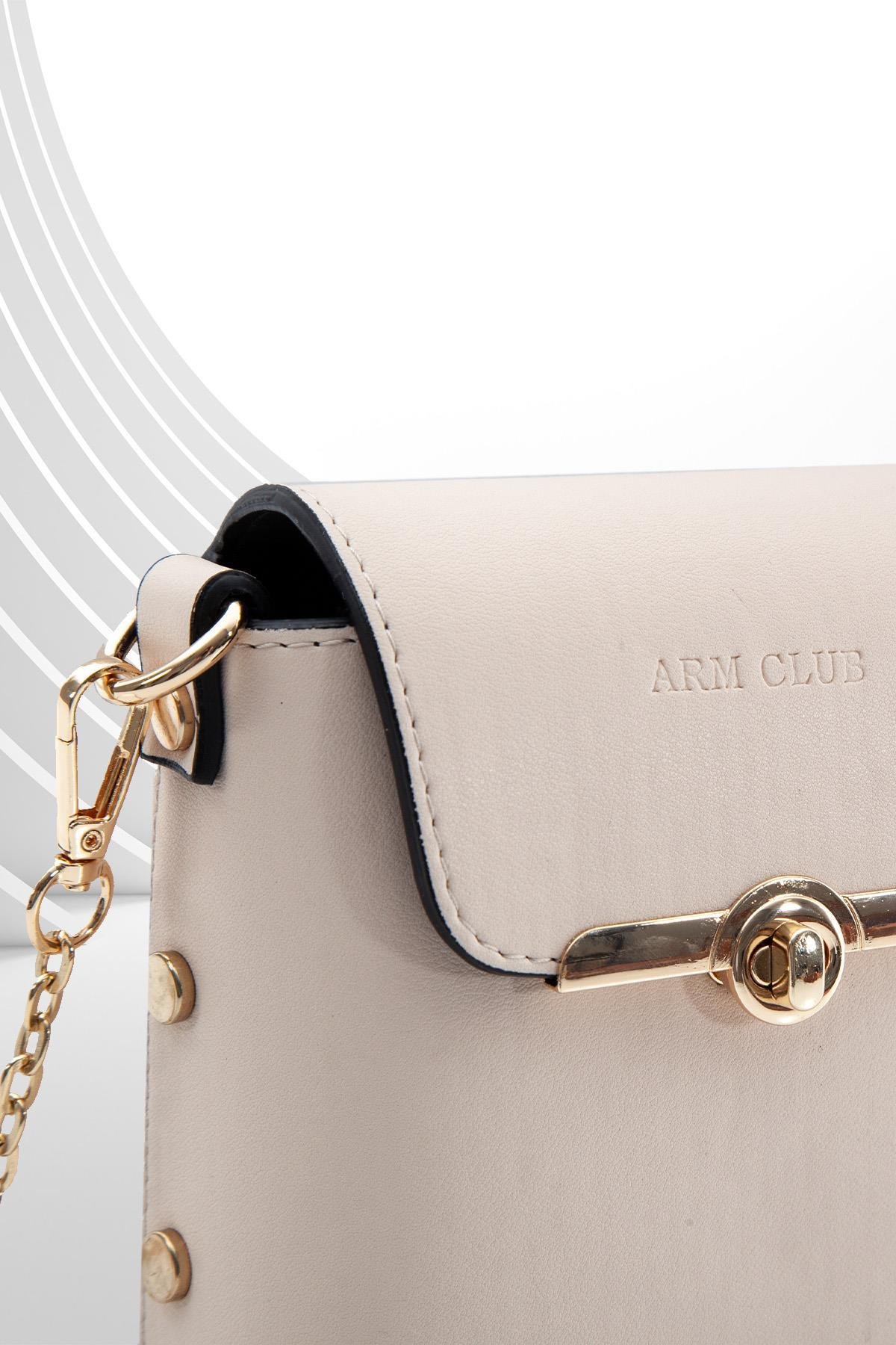 ARMİNE TREND Zincir Askılı Çıtçıtlı Çanta-Krem 23AC023