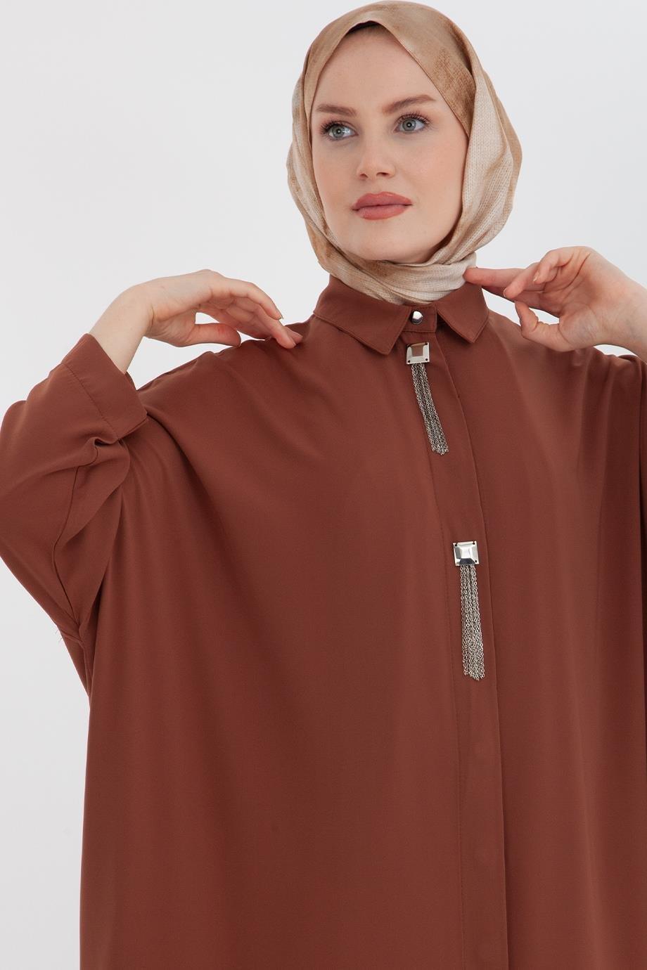 ARMİNE TREND Zincir Desenli Tunik-56 Kahve