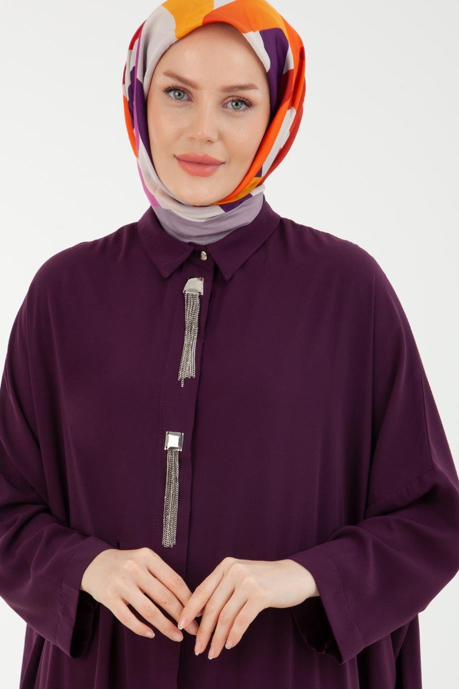ARMİNE TREND Zincir Desenli Tunik-Mor 22YT538