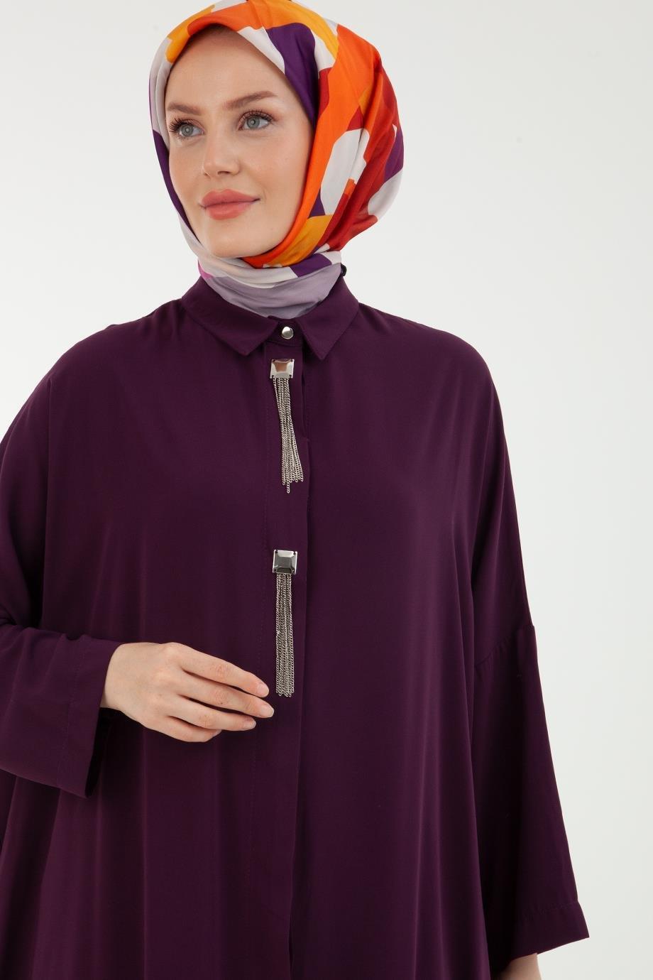ARMİNE TREND Zincir Desenli Tunik-Mor 22YT538