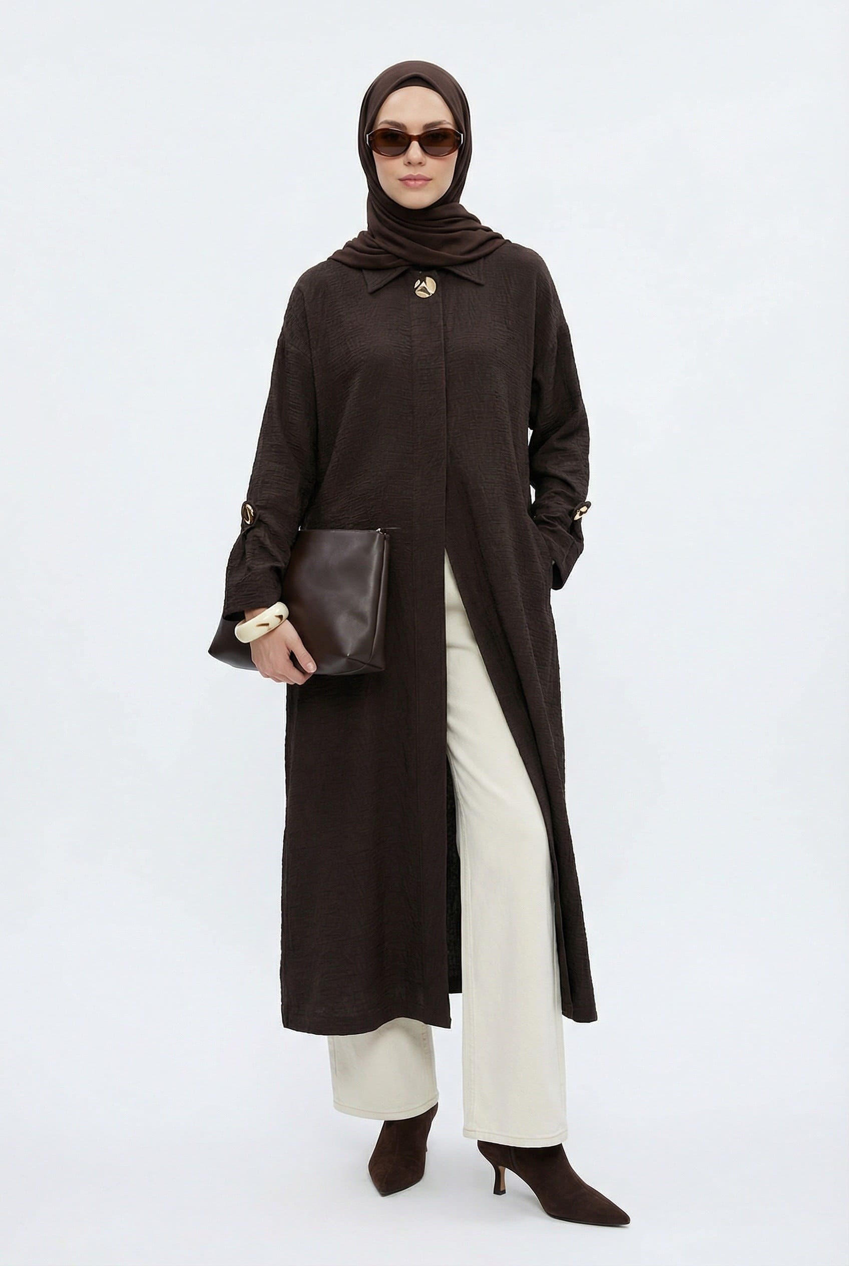 Armine Trend 26YT402 Tek Düğme Detaylı Kap Kahverengi 