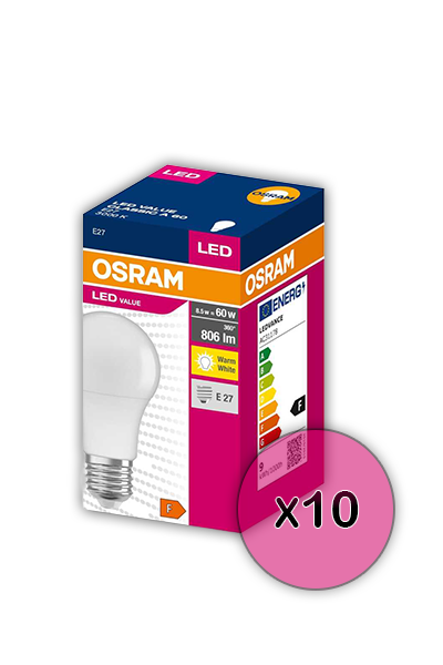 OSRAM-731790-10ADTOsram 8,5 W 806 Lümen 2700K Sarı Işıklı Led Ampul 10'lu Paket