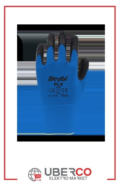 CHLR2368 10-CT-MV-SYBeybi PL9 Polyester Örme Lateks Eldiven NO: 10 - Çift - Mavi\SiyahBeybi PL9 Polyester Örme Lateks Eldiven NO: 10 - Çift{ubercoelektromarket}