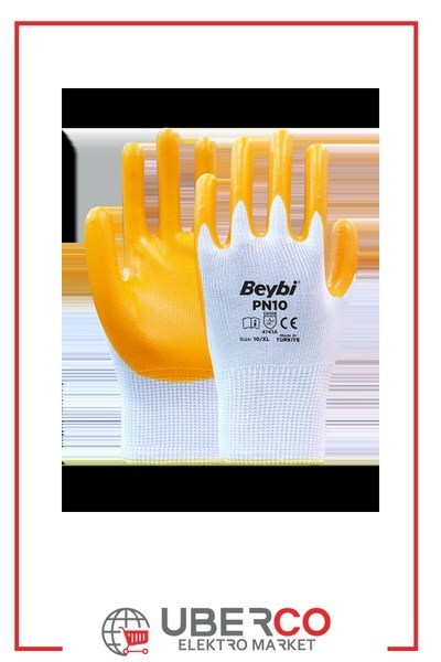 BMYZFKTWES 9-CT-BY-SRBeybi PN10 Polyester Örme Nitril Eldiven NO: 9 - Çift - Beyaz\SarıBeybi PN10 Polyester Örme Nitril Eldiven NO: 9 - Çift{ubercoelektromarket}