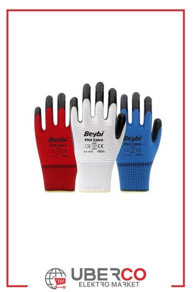 EHNVXY39XY. 9-CT-KR-SYBeybi PN3 Zebra Polyester Örme Nitril Eldiven Çift - NO: 9 - Kırmızı\SiyahBeybi PN3 Zebra Polyester Örme Nitril Eldiven Çift - NO: 9{ubercoelektromarket}