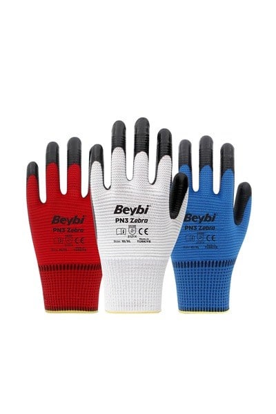 EHNVXY39XY. 9-CT-BY-SYBeybi PN3 Zebra Polyester Örme Nitril Eldiven Çift - NO: 9 - Beyaz\SiyahBeybi PN3 Zebra Polyester Örme Nitril Eldiven Çift - NO: 9{ubercoelektromarket}