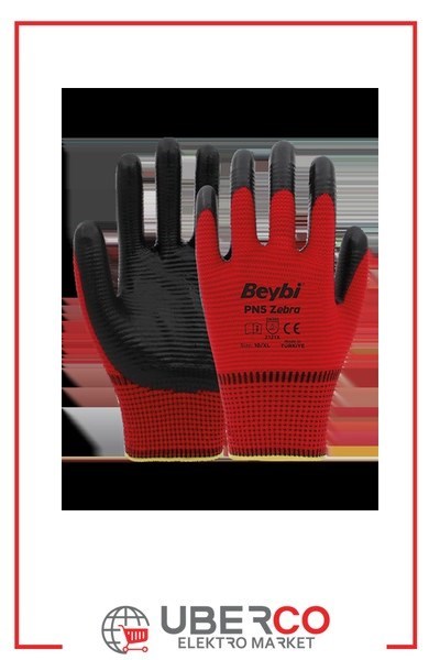 DEHPQVY9 8-CT-KR-SYBeybi PN5 Zebra Polyester Örme Nitril Eldiven NO: 8 - Çift - Kırmızı\SiyahBeybi PN5 Zebra Polyester Örme Nitril Eldiven NO: 8 - Çift{ubercoelektromarket}