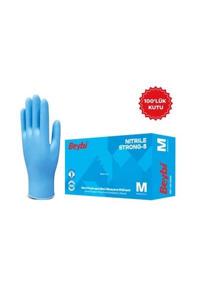 BEKP3458A L-KTBeybi Strong-5 Pudrasız Mavi Nitril Muayene Eldiveni - 100'lük Kutu L - KutuBeybi Strong-5 Pudrasız Mavi Nitril Muayene Eldiveni - 100lük{ubercoelektromarket}