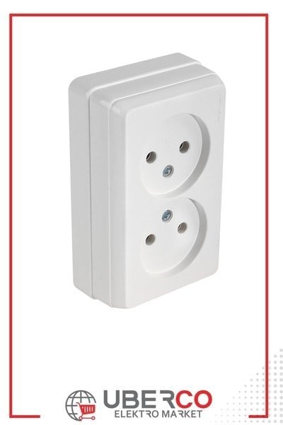 2160 201 0201Bron Bron Sıva Üstü İkili Topraksız Priz Porselen - BeyazBron Bron Sıva Üstü İkili Topraksız Priz Porselen - Beyaz{ubercoelektromarket}