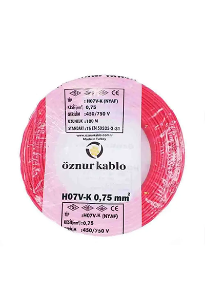 OZN-NYAF(1x0.75mm²)-KRZÖznur NYAF 1x0,75mm² Kırmızı  Renk Kablo
